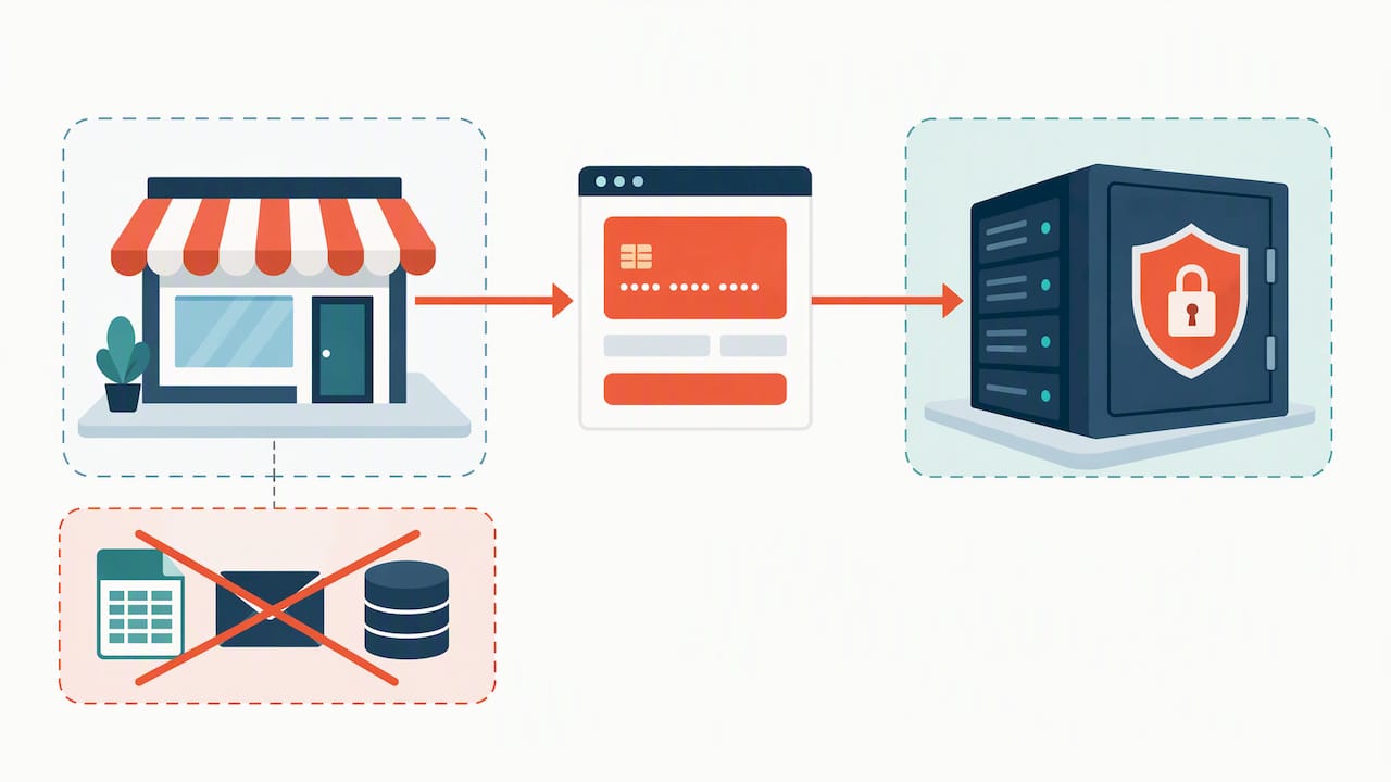 Hosted checkout keeping card data outside merchant systems