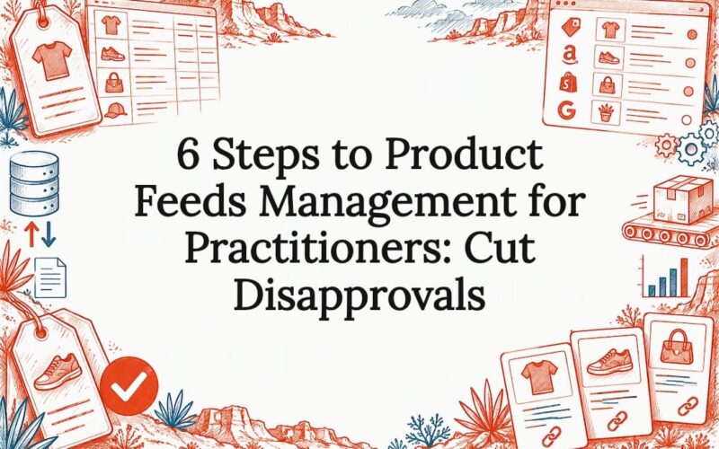 Sketch-style product feed title card