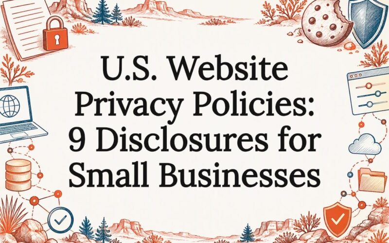 Privacy policy title card with hand-drawn icons