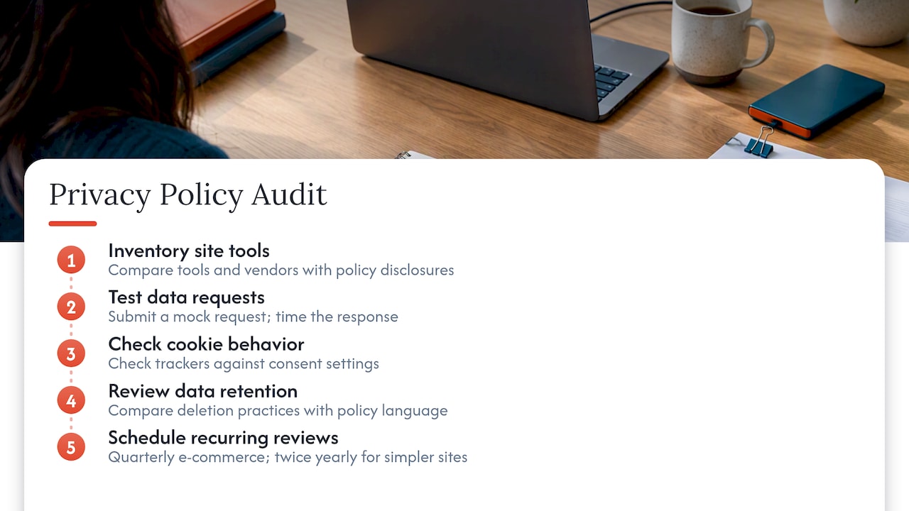 Five steps for auditing a website privacy policy