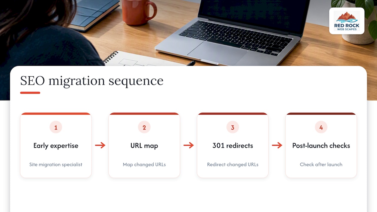 Website migration stages protecting search rankings
