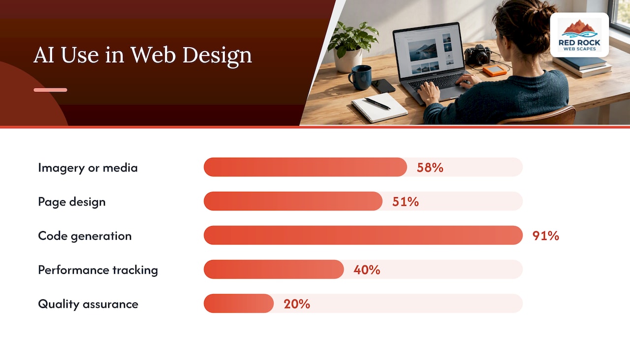 Reported AI use across five web design tasks